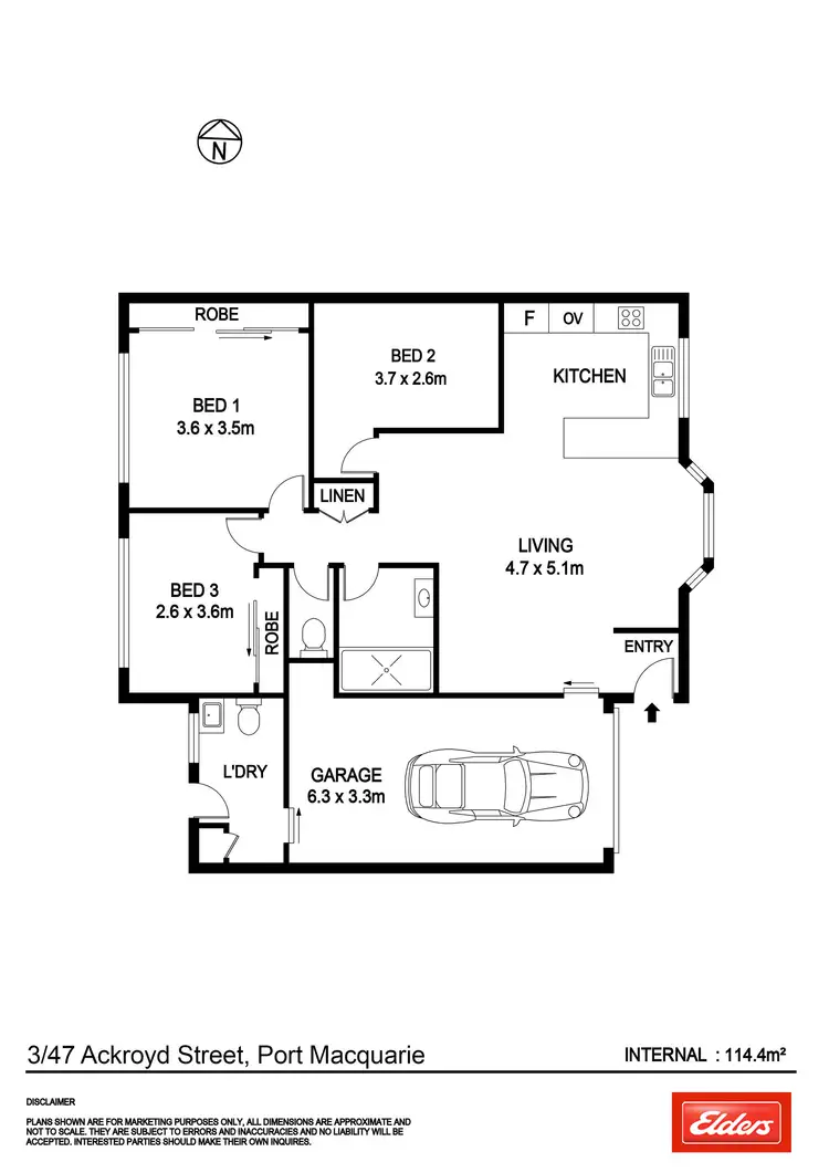 Floorplan of Homely villa listing, 3/47 Ackroyd Street, Port Macquarie NSW 2444