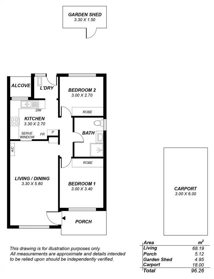 Floorplan of Homely unit listing, 1/2 Douglas Avenue, Reynella SA 5161