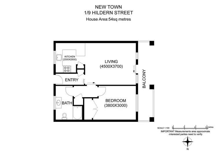 Floorplan of Homely house listing, 1/9 Hildern Street, New Town TAS 7008