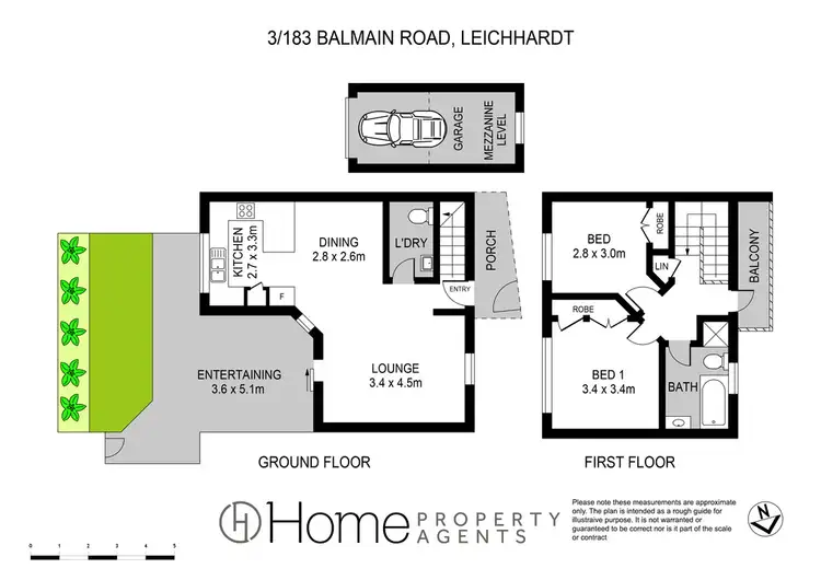 Floorplan of Homely townhouse listing, 3/183 Balmain Road, Leichhardt NSW 2040