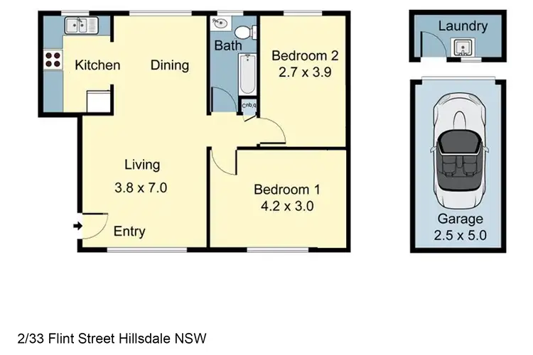 Floorplan of Homely unit listing, 2/33 Flint Street, Hillsdale NSW 2036