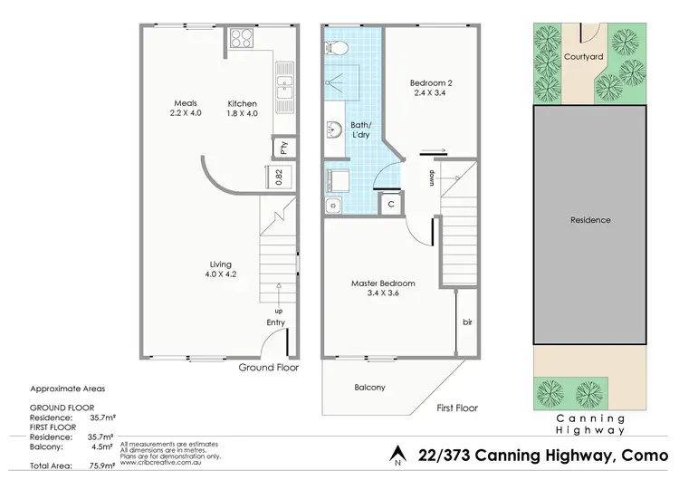 Floorplan of Homely townhouse listing, 22/373 Canning Highway, Como WA 6152