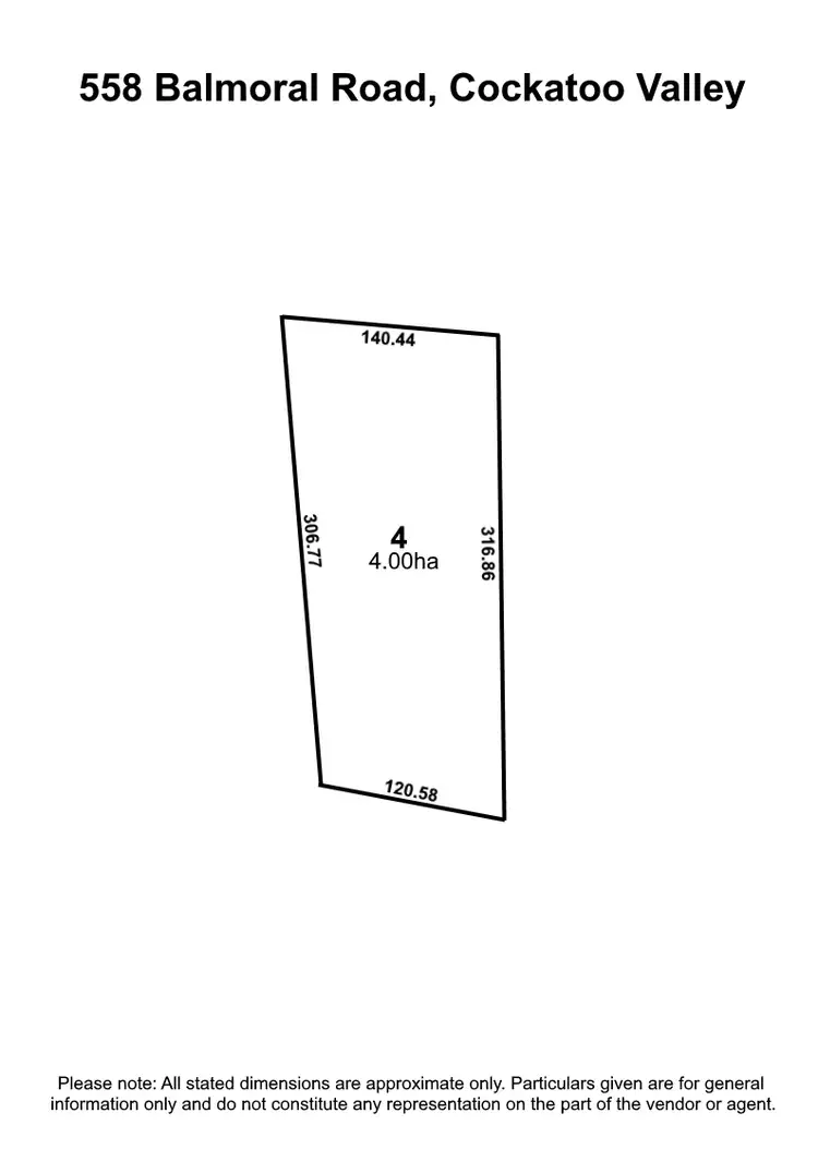 Floorplan of Homely land listing, 558 Balmoral Road, Cockatoo Valley SA 5351