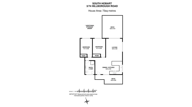 Floorplan of Homely unit listing, 3/74 Hillborough Rd, South Hobart TAS 7004