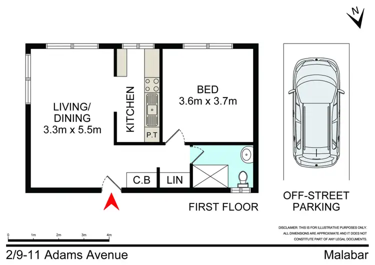 Floorplan of Homely unit listing, 2/9-11 Adams Avenue, Malabar NSW 2036
