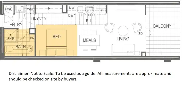 Floorplan of Homely studio listing, 140/143 Adelaide Terrace, East Perth WA 6004