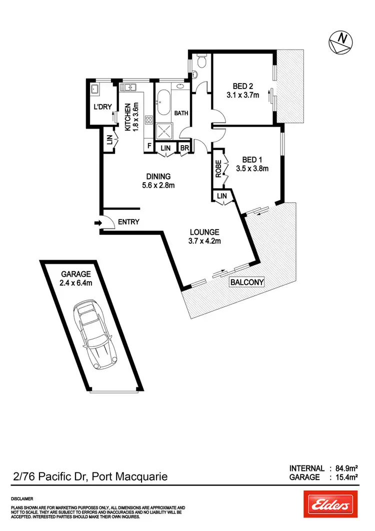 Floorplan of Homely unit listing, 2/76 Pacific Drive, Port Macquarie NSW 2444