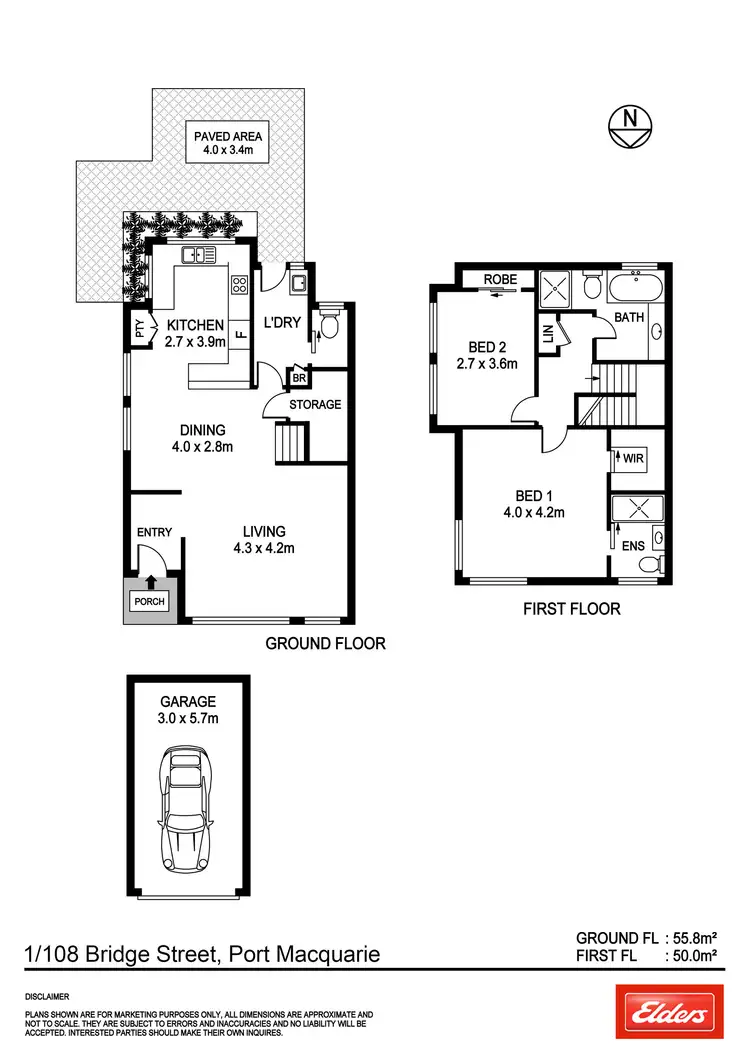Floorplan of Homely townhouse listing, 1/108 Bridge Street, Port Macquarie NSW 2444