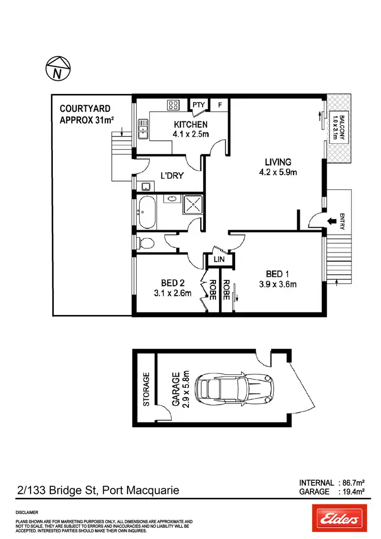 Floorplan of Homely unit listing, 2/133 Bridge Street, Port Macquarie NSW 2444