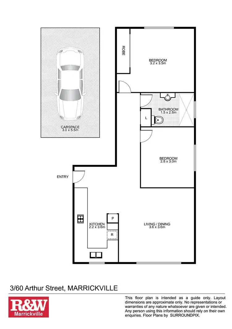 Floorplan of Homely unit listing, 3/60 Arthur Street, Marrickville NSW 2204