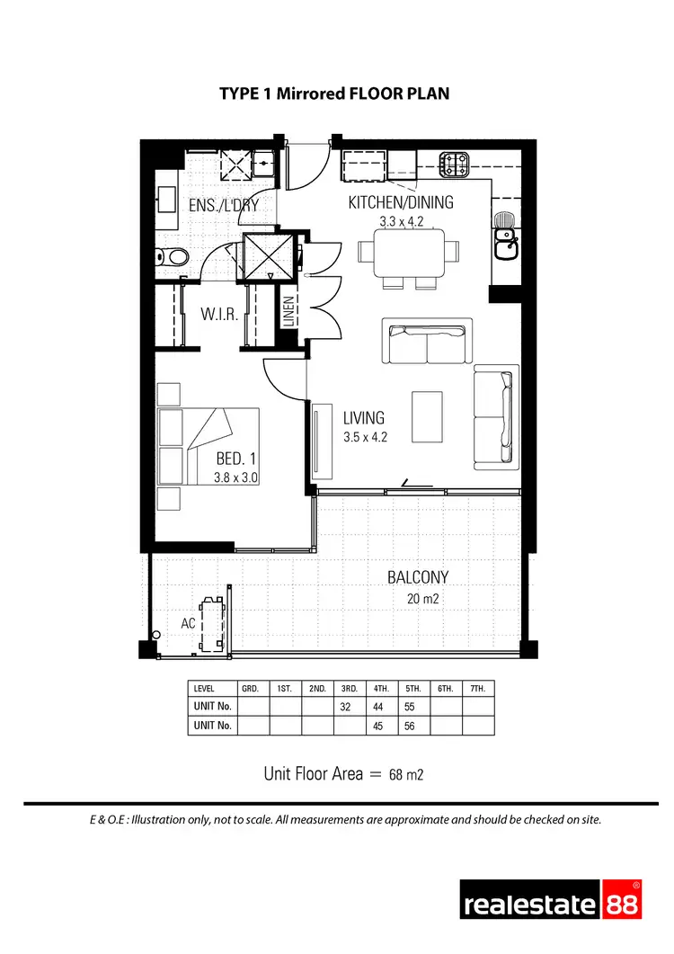 Floorplan of Homely apartment listing, 33/34 East Parade, East Perth WA 6004