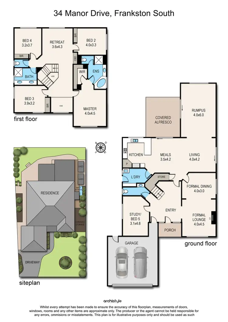 Floorplan of Homely house listing, 34 Manor Drive, Frankston South VIC 3199