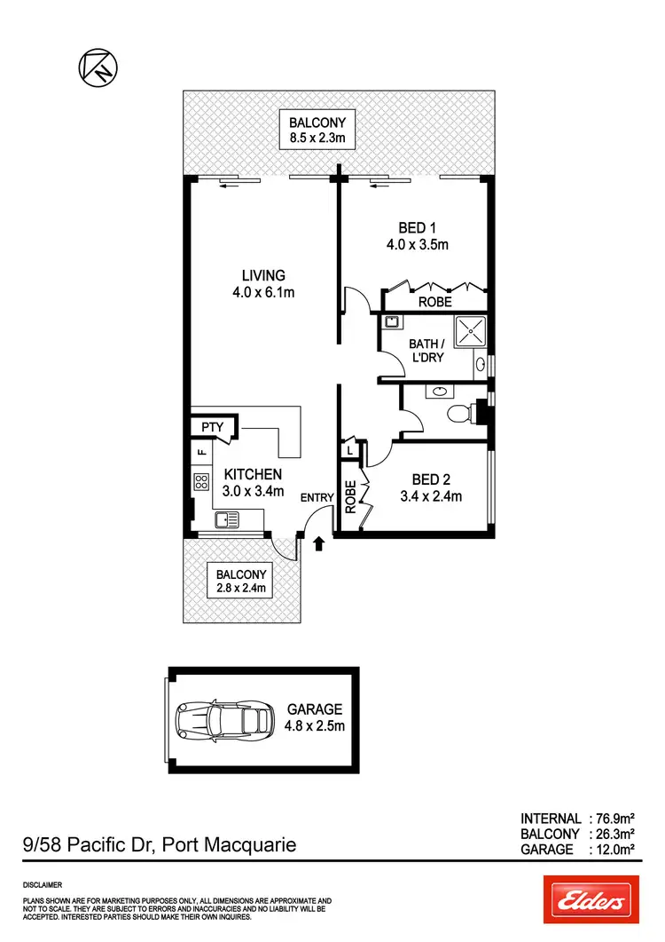 Floorplan of Homely unit listing, 9/58 Pacific Drive, Port Macquarie NSW 2444