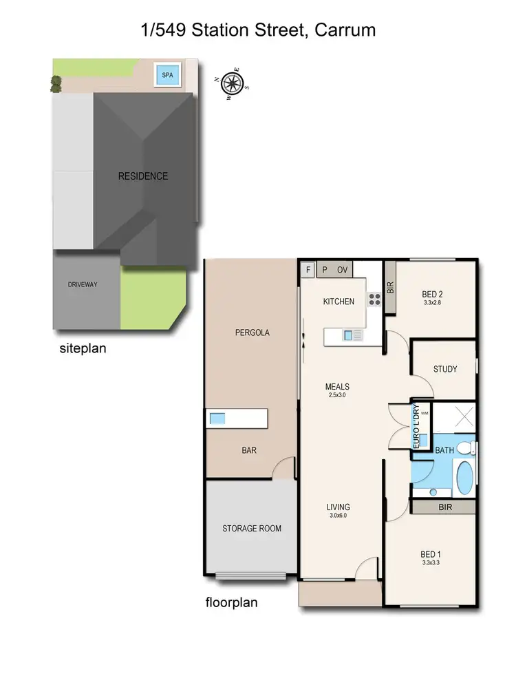 Floorplan of Homely house listing, 1/549 Station Street, Carrum VIC 3197