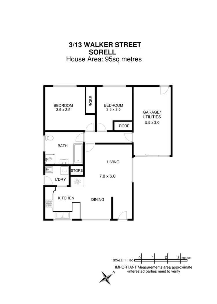 Floorplan of Homely house listing, 3/13 Walker Street, Sorell TAS 7172