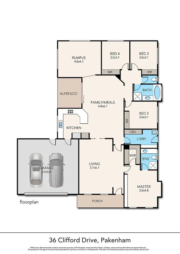 Floorplan of Homely house listing, 36 Clifford Drive, Pakenham VIC 3810