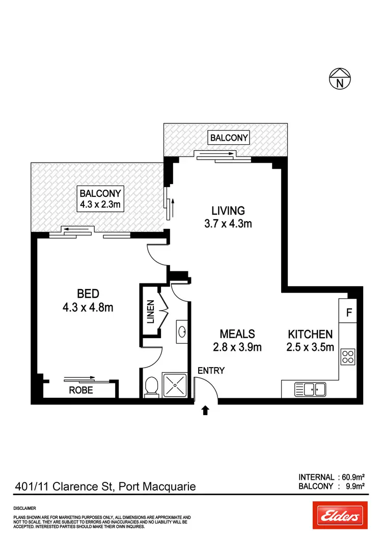 Floorplan of Homely unit listing, 401/11 Clarence Street, Port Macquarie NSW 2444