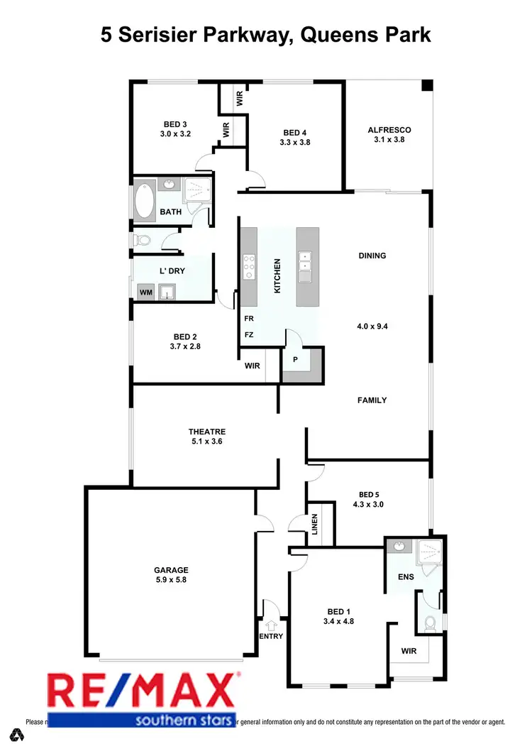 Floorplan of Homely house listing, 5 Serisier Parkway, Queens Park WA 6107