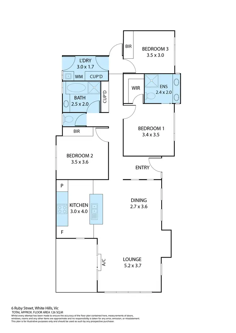 Floorplan of Homely house listing, 3 Ruby Street, White Hills VIC 3550