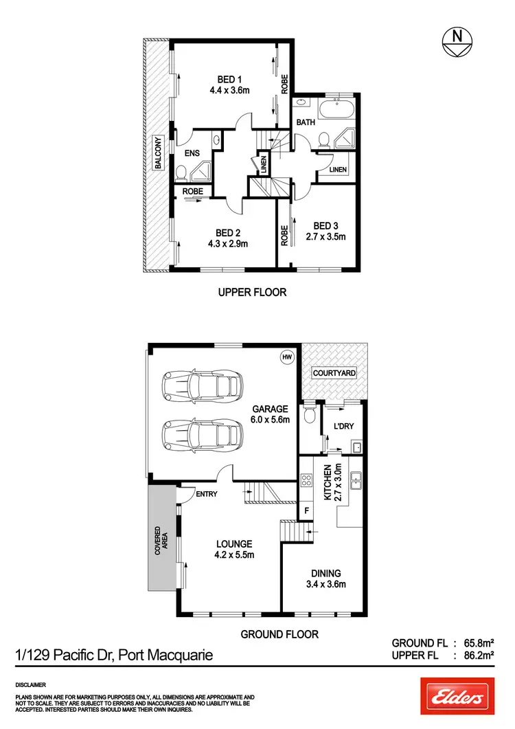 Floorplan of Homely townhouse listing, 1/129 Pacific Drive, Port Macquarie NSW 2444