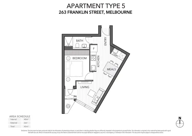 Floorplan of Homely apartment listing, 304/263 Franklin Street, Melbourne VIC 3004
