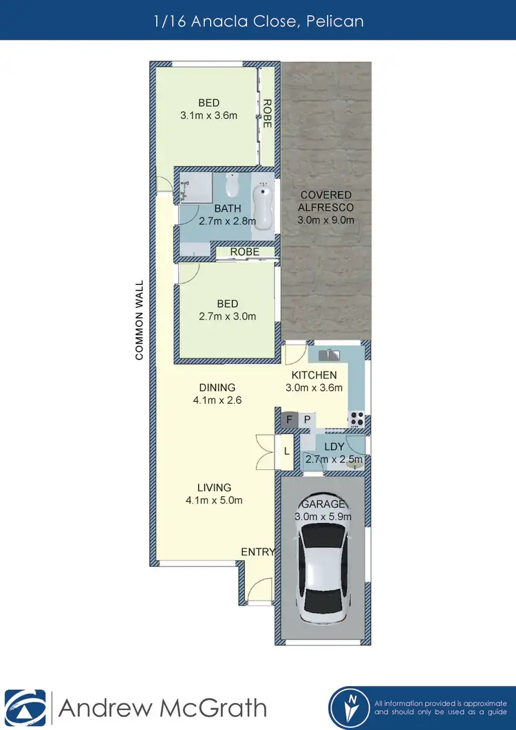 Floorplan of Homely semi-detached listing, 1/16 Anacla Close, Pelican NSW 2281