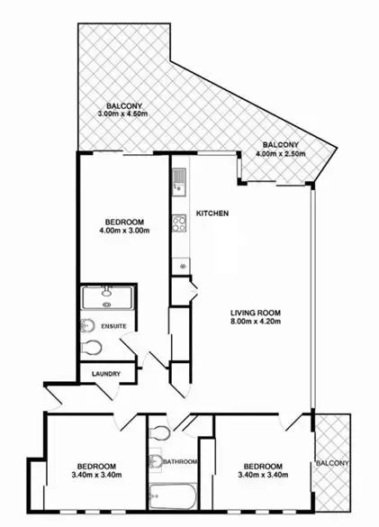 Floorplan of Homely apartment listing, 23/89 Lambert Street, Kangaroo Point QLD 4169
