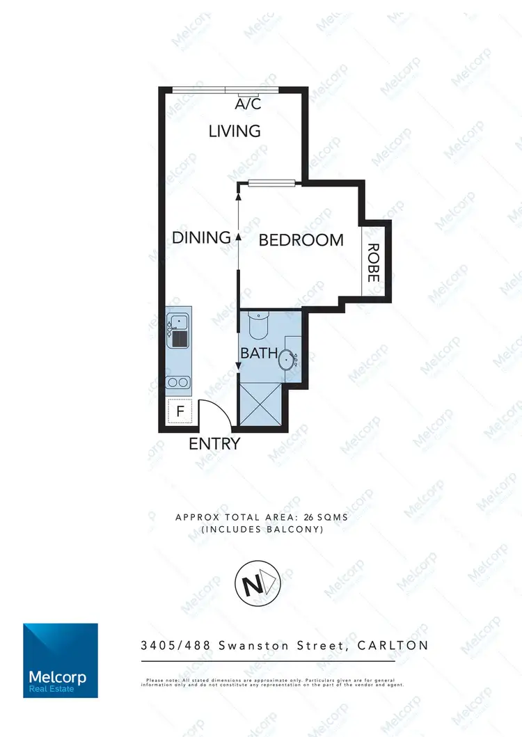 Floorplan of Homely apartment listing, 3405/488 Swanston Street, Carlton VIC 3053
