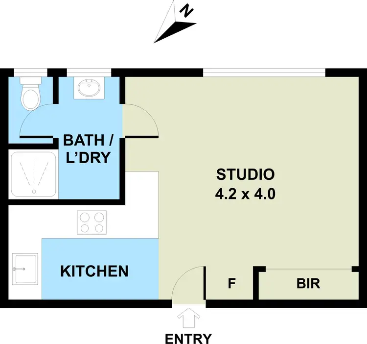 Floorplan of Homely studio listing, 9/42 WATERLOO CRESCENT, St Kilda VIC 3182