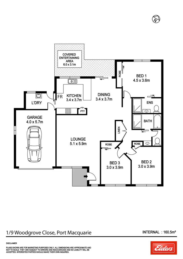 Floorplan of Homely villa listing, 1/9 Woodgrove Close, Port Macquarie NSW 2444