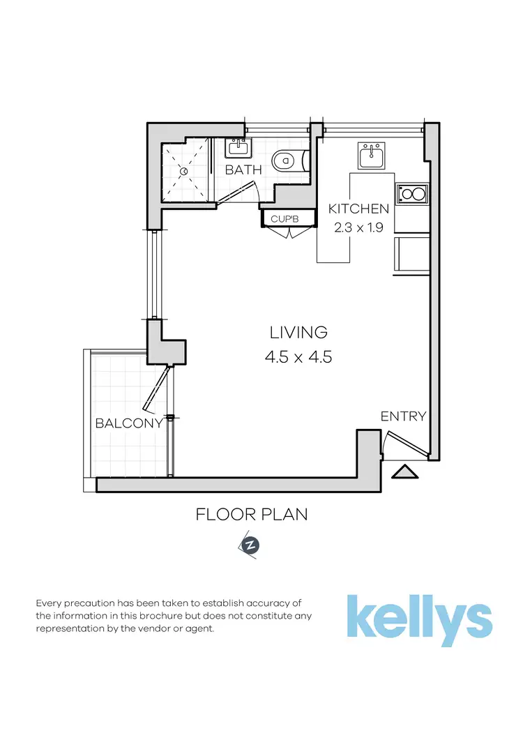Floorplan of Homely studio listing, 12/5-7 Esplanade, Elizabeth Bay NSW 2011