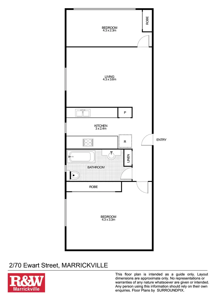 Floorplan of Homely unit listing, 2/70 Ewart Street, Marrickville NSW 2204