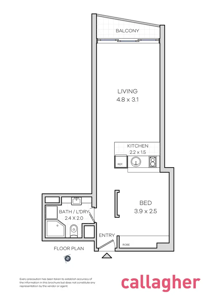 Floorplan of Homely studio listing, 1513/1 Sergeants Lane, St Leonards NSW 2065