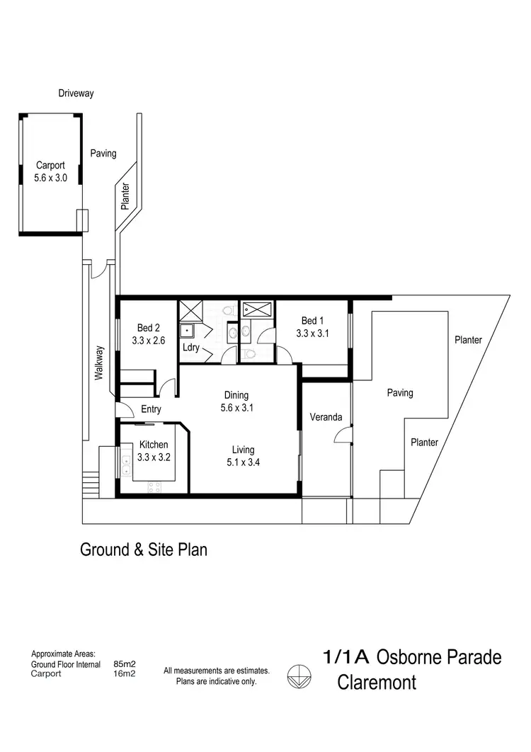 Floorplan of Homely villa listing, 1/1A Osborne Parade, Claremont WA 6010