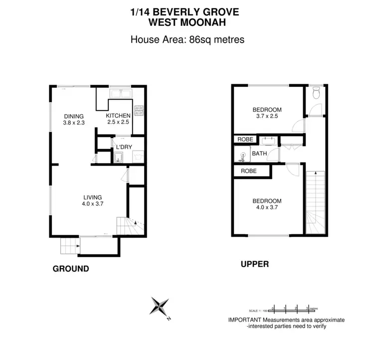 Floorplan of Homely house listing, 1/14 Beverley Grove, West Moonah TAS 7009