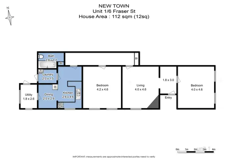 Floorplan of Homely apartment listing, 1/6 Fraser Street, New Town TAS 7008