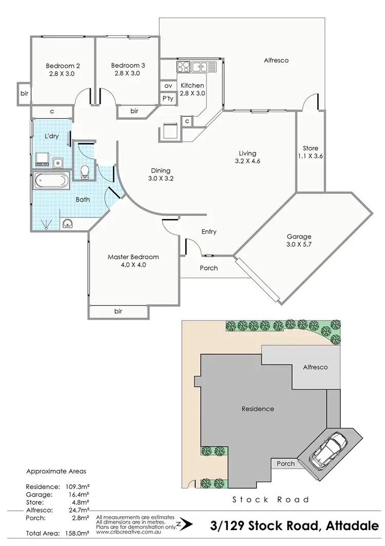 Floorplan of Homely unit listing, 3/129 Stock Road, Attadale WA 6156