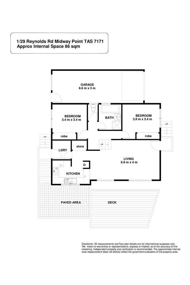 Floorplan of Homely unit listing, 1/29 Reynolds Road, Midway Point TAS 7171