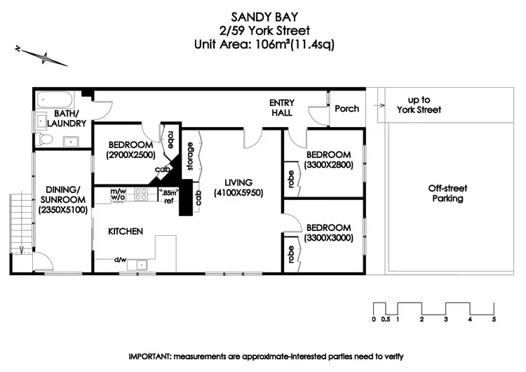 Floorplan of Homely apartment listing, 2/59 York Street, Sandy Bay TAS 7005