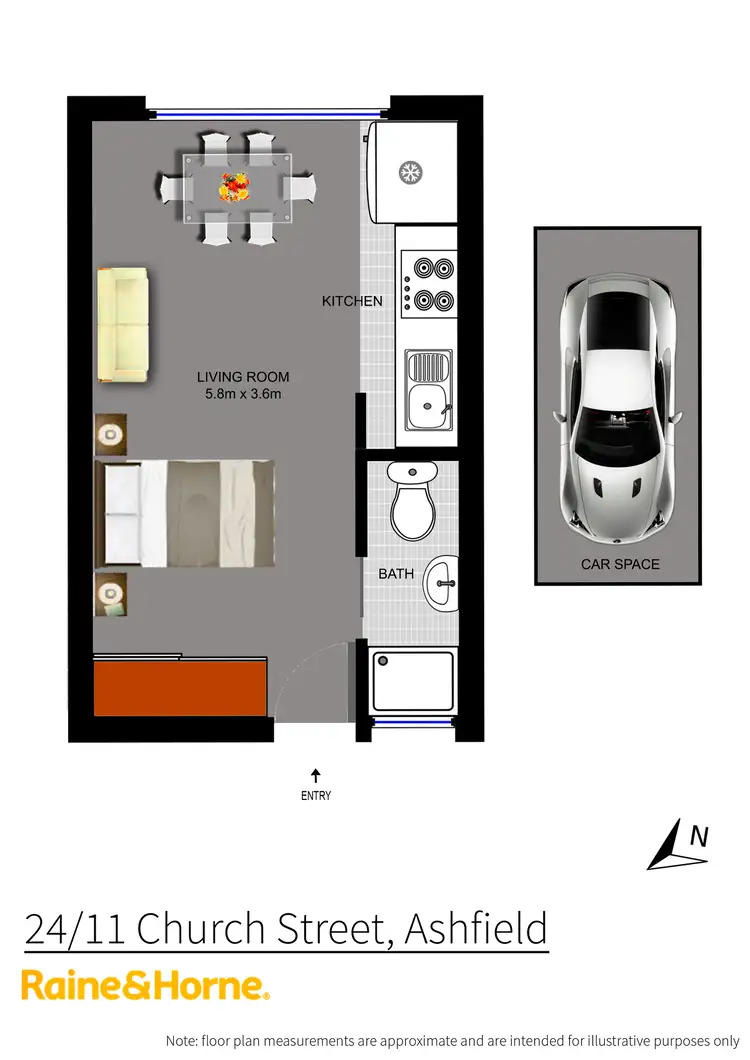 Floorplan of Homely studio listing, 24/11 Church Street, Ashfield NSW 2131