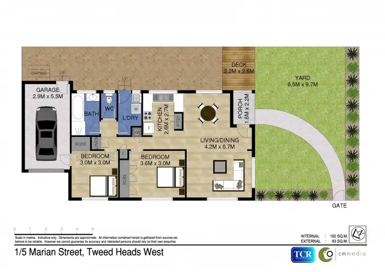 Floorplan of Homely semi-detached listing, 1/5 Marian Street, Tweed Heads West NSW 2485