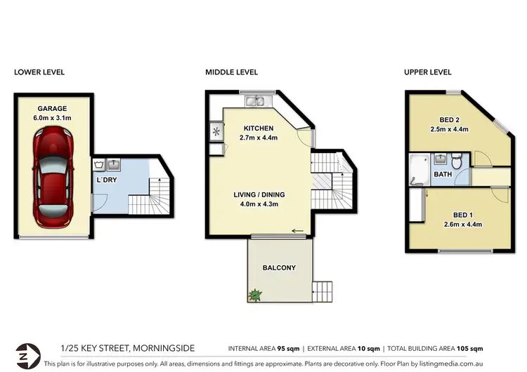 Floorplan of Homely townhouse listing, 1/25 Key Street, Morningside QLD 4170