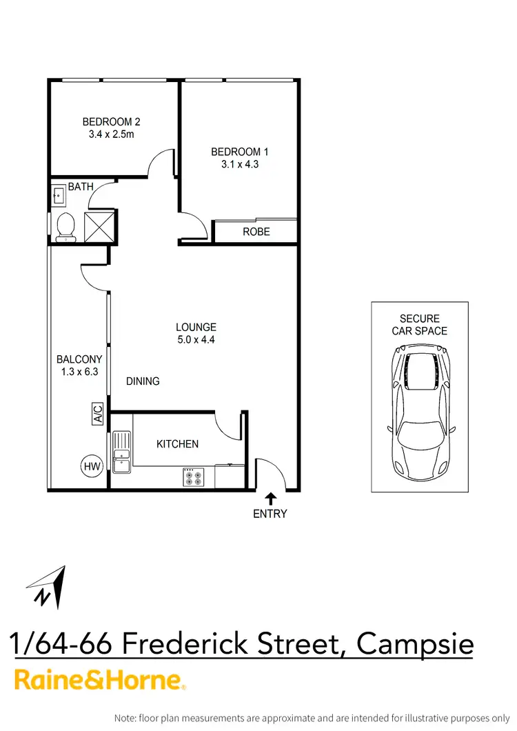 Floorplan of Homely unit listing, 1/64 - 66 Frederick Street, Campsie NSW 2194