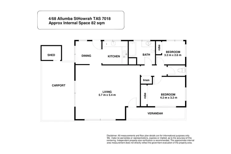 Floorplan of Homely unit listing, 4/68 Allumba Street, Howrah TAS 7018