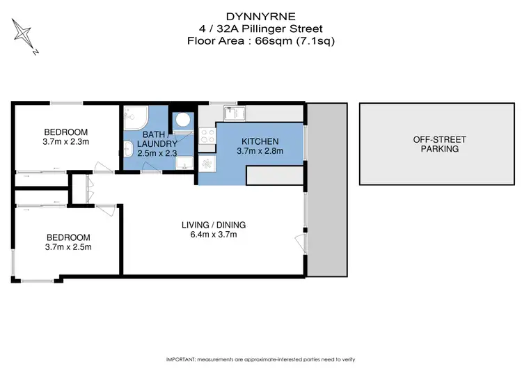 Floorplan of Homely unit listing, 4/32A Pillinger Street, Dynnyrne TAS 7005