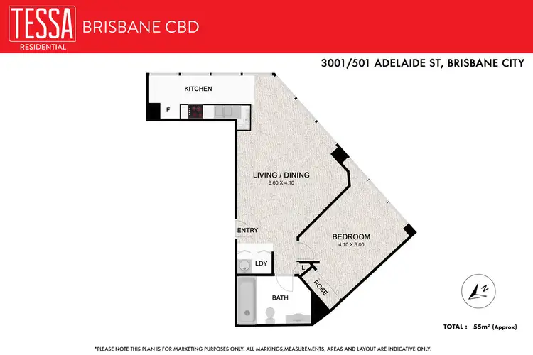 Floorplan of Homely apartment listing, 3001/501 Adelaide Street, Brisbane City QLD 4000
