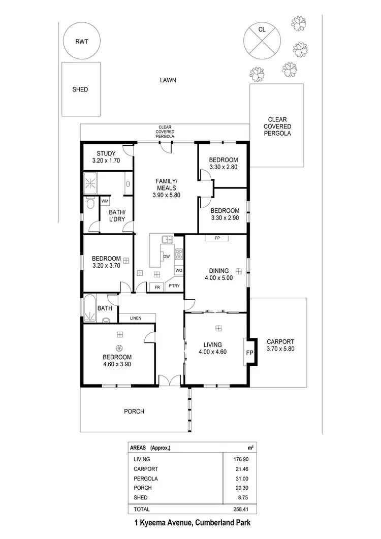 Floorplan of Homely house listing, 1 Kyeema Ave, Cumberland Park SA 5041