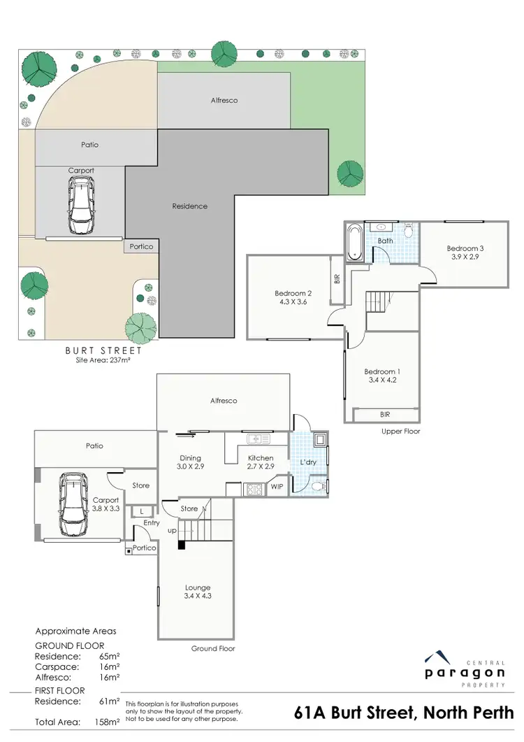 Floorplan of Homely townhouse listing, 61A Burt Street, North Perth WA 6006