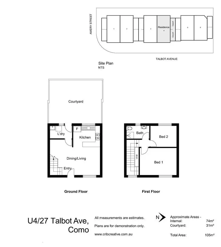 Floorplan of Homely townhouse listing, 4/27 Talbot Avenue, Como WA 6152