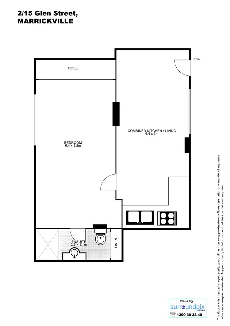 Floorplan of Homely unit listing, 2/13 Glen Street, Marrickville NSW 2204